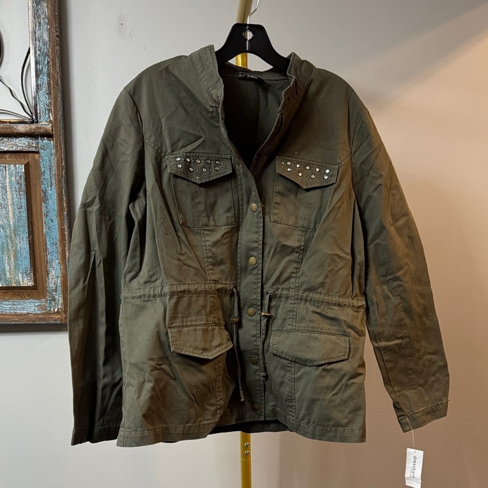 Roz & Ali Olive Green cotton jacket NWT XL